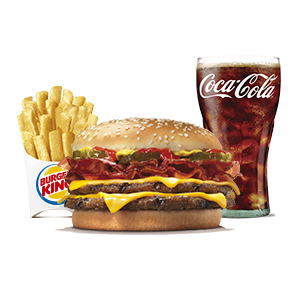 Gigantic Double Cheese Bacon XXL menu with coca-cola & classic French fries