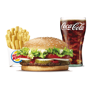 Gigantic Whopper menu with water & onion rings
